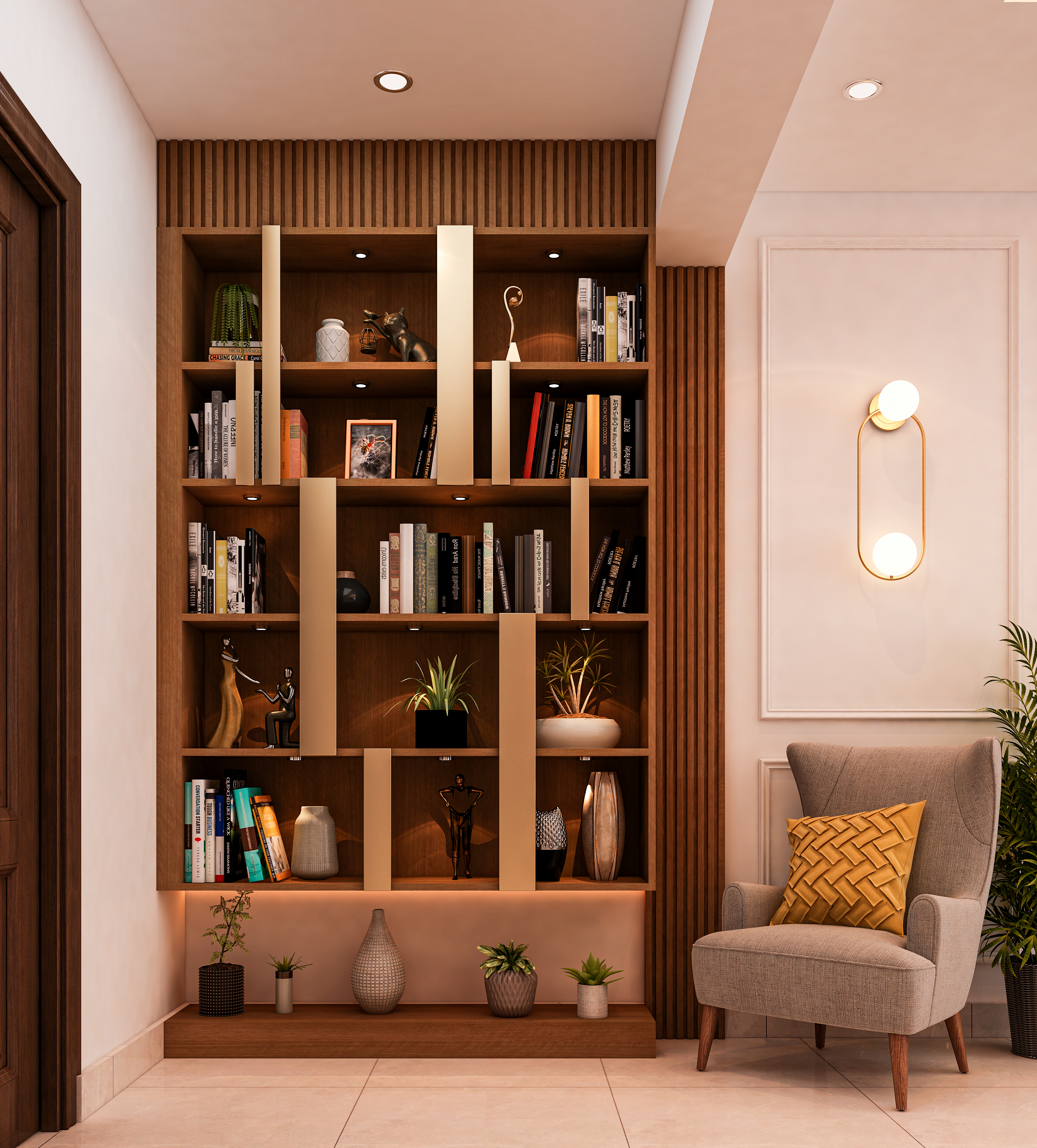 Foyer bookshelf